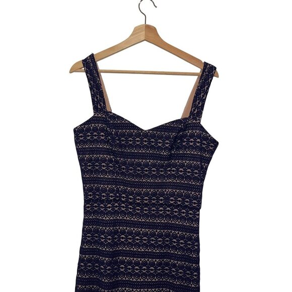 NWT Dress The Population Navy Nicole Lace Sheath Midi Dress  Women's Size L - Picture 4 of 13